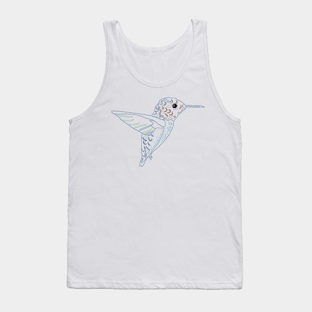 Hummingbird Line Art Design Tank Top by PhotoArts